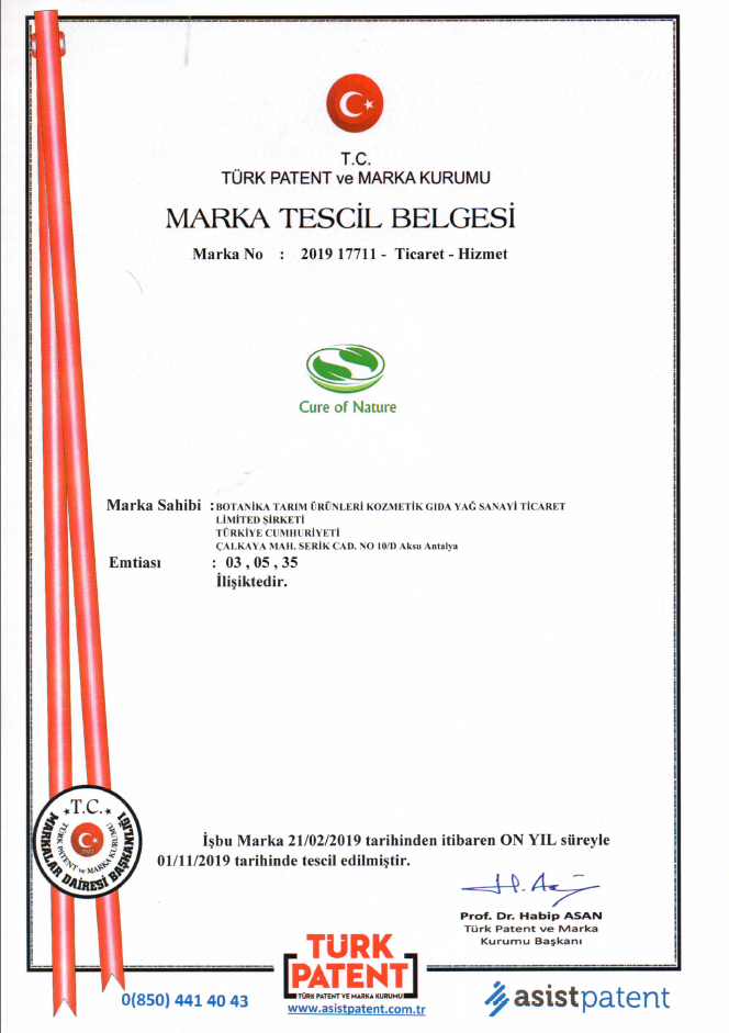 Cure Of Nature Marka Tescil